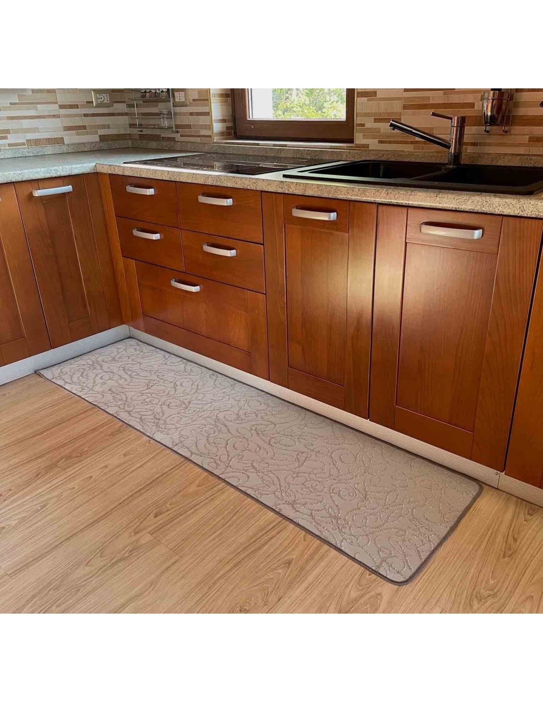 Tappeto da cucina passatoia da cucina tappeto passatoia in legno marrone cuore amorevole lavabile 260 x 50 cm 